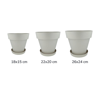Pack maceta con plato color crudo Tes 26 x 24 cm