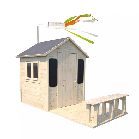 Casita infantil de madera con terraza y banco Grace Soulet