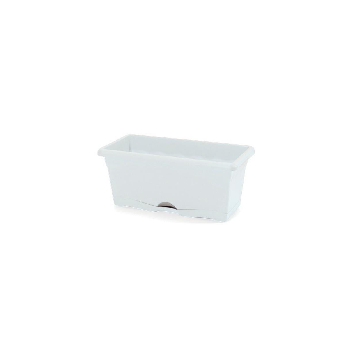 Jardinera con plato integrado terra color blanco 30 x 20 x 16