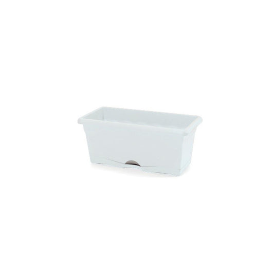 Jardinera con plato integrado terra color blanco 30 x 20 x 16
