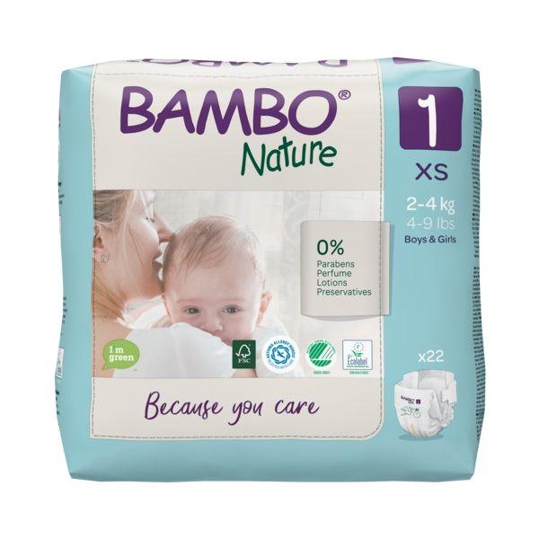 Pañal T1 recién nacido (2-4kg) Bambo Nature 22 Uds