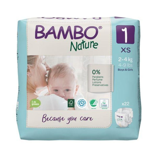 Pañal T1 recién nacido (2-4kg) Bambo Nature 22 Uds