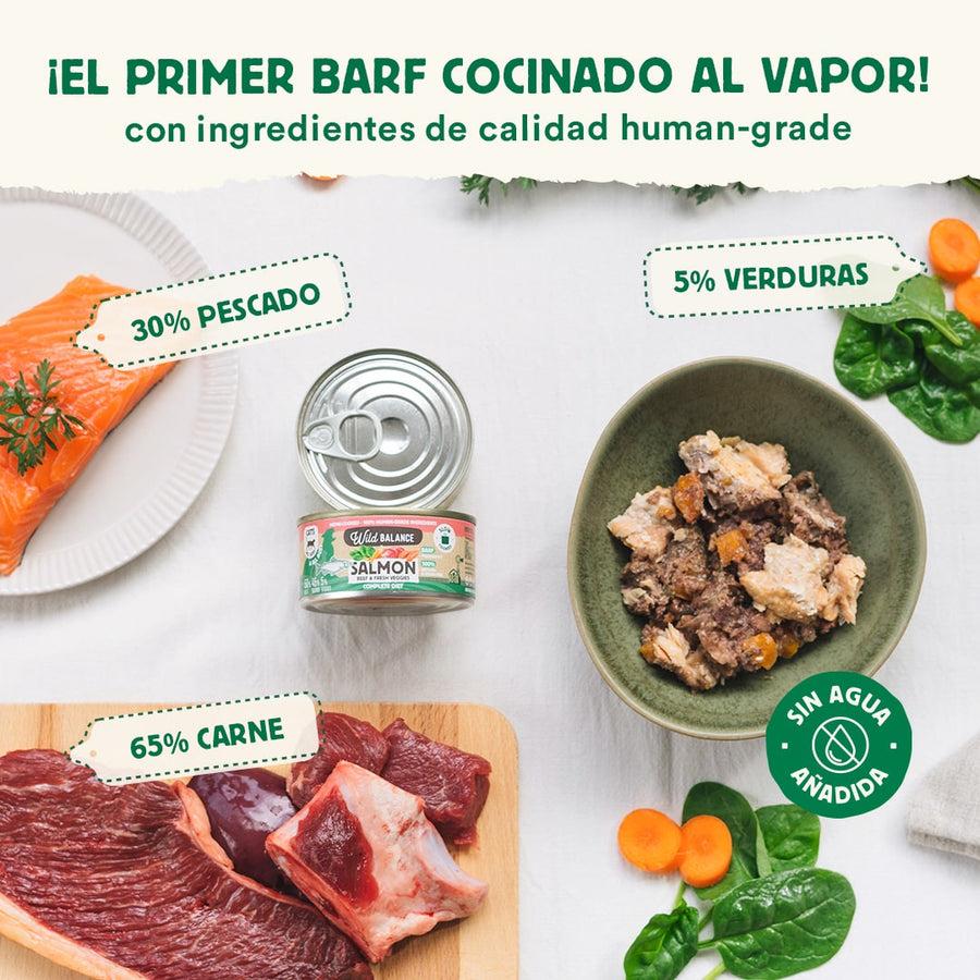 Pack Lata de Salmón y Ternera BARF para gatos 6x120 g Wild Balance