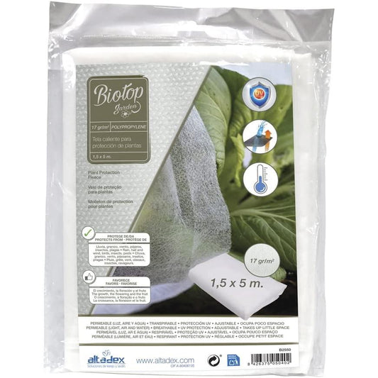 Tela protección de cultivos antiheladas Biotop 1.5 x 5 m 30 g/m²