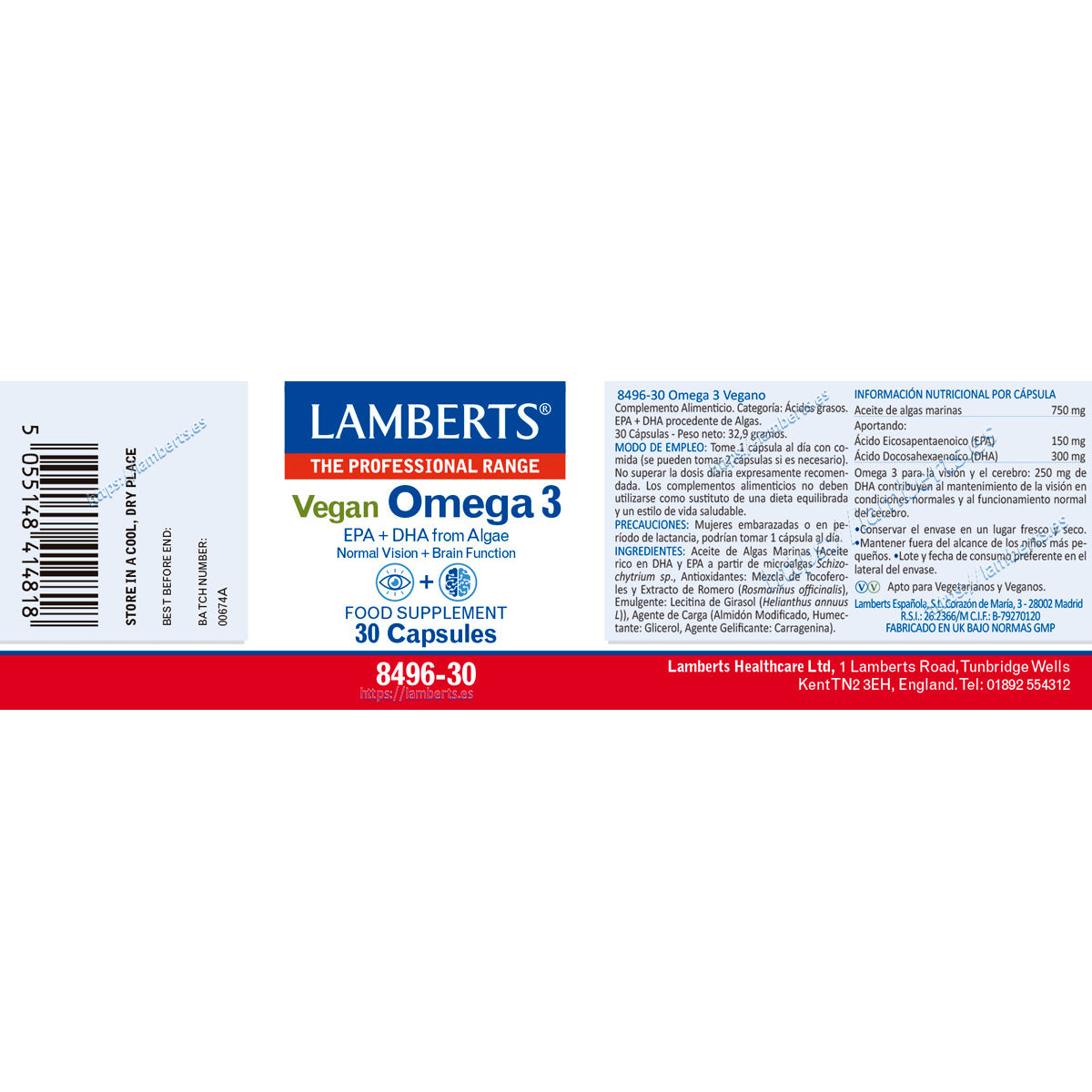 Omega 3 Vegano – 30 Cápsulas, Lamberts