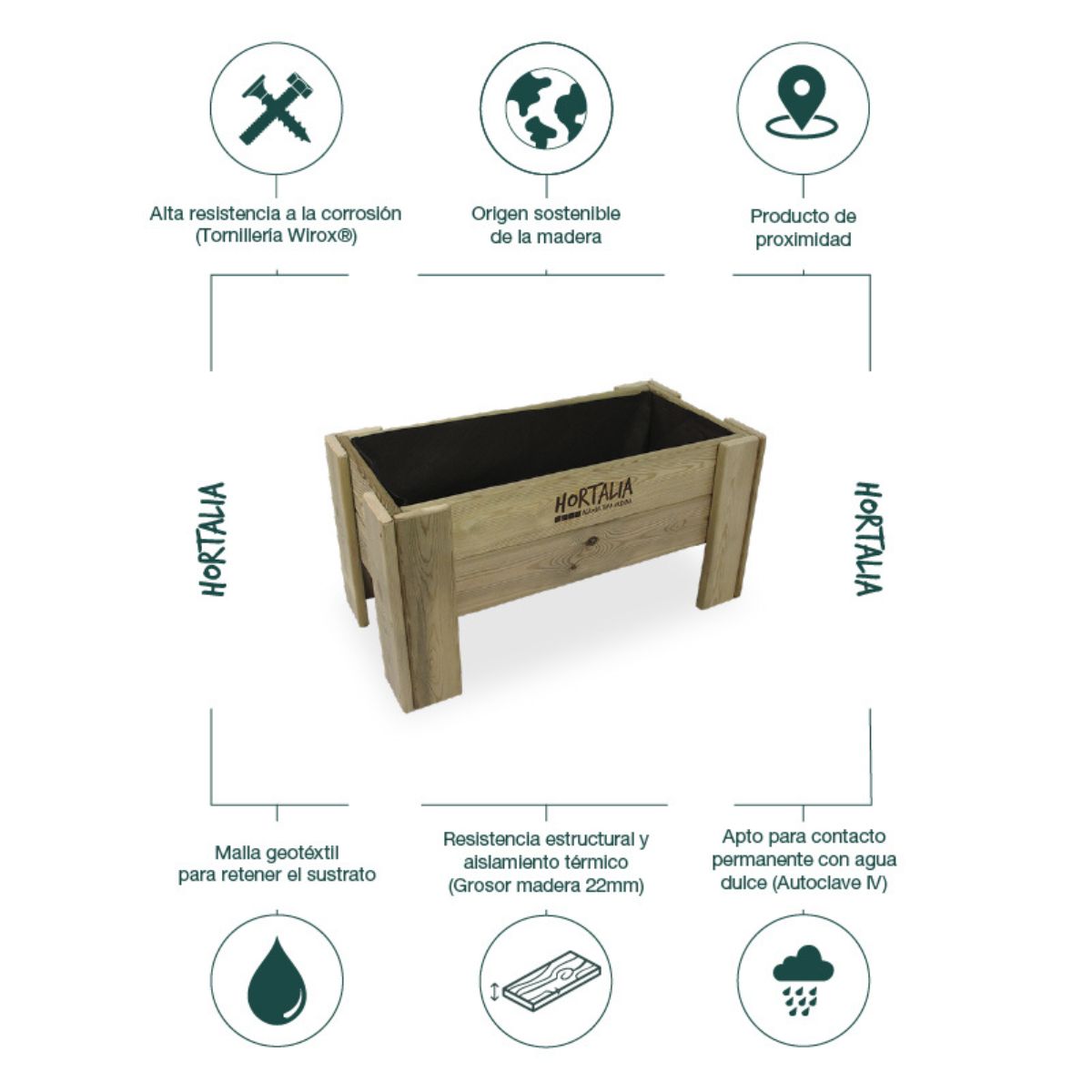 Mesa de cultivo baja Gardenbrico S40 Hortalia 50 L