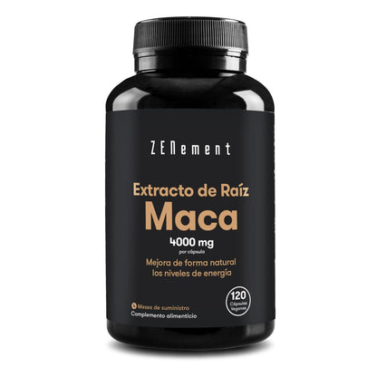 Extracto de raíz de Maca 4000 mg, altamente concentrado 10:1 Zenement, 120 comprimidos