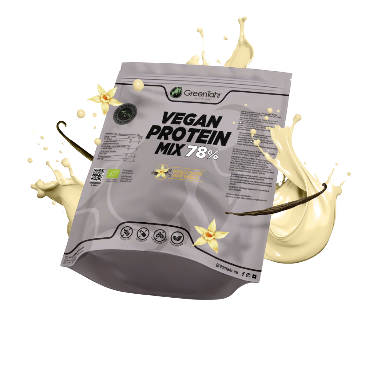 ORG. vegan protein mix ECO 75% vainilla 750g XXL Pack