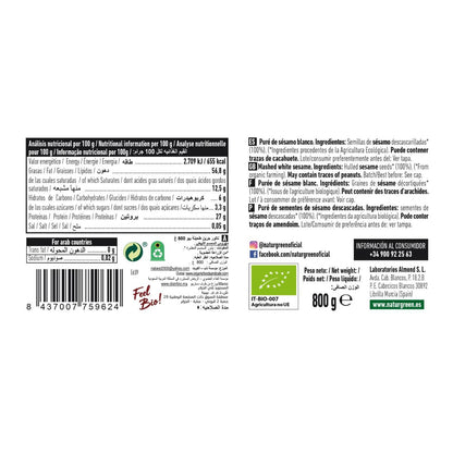 Crema de Tahin Blanco sin gluten Naturgreen