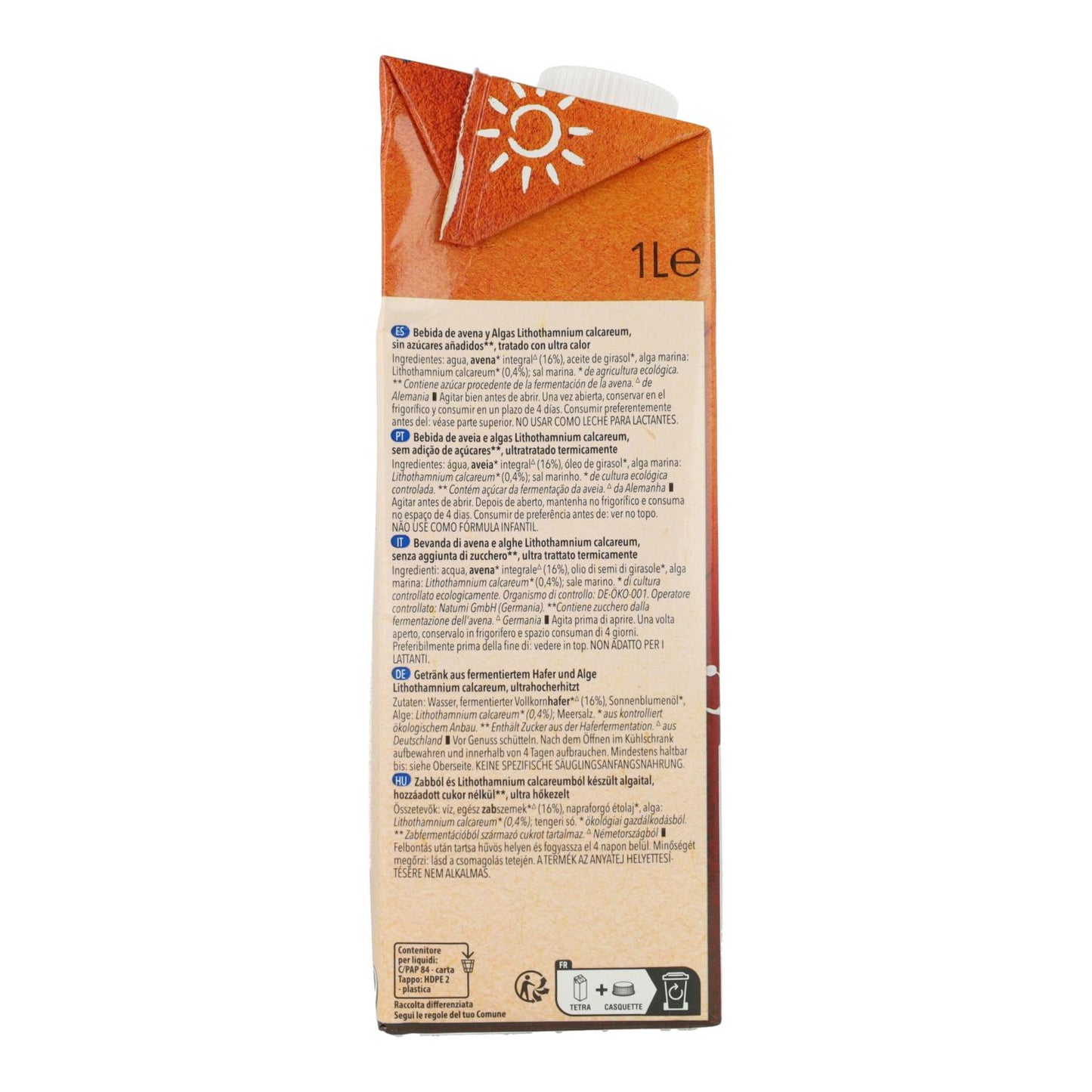 Pack 6 uds  x Bebida Avena Alga BIO Natumi 1 L