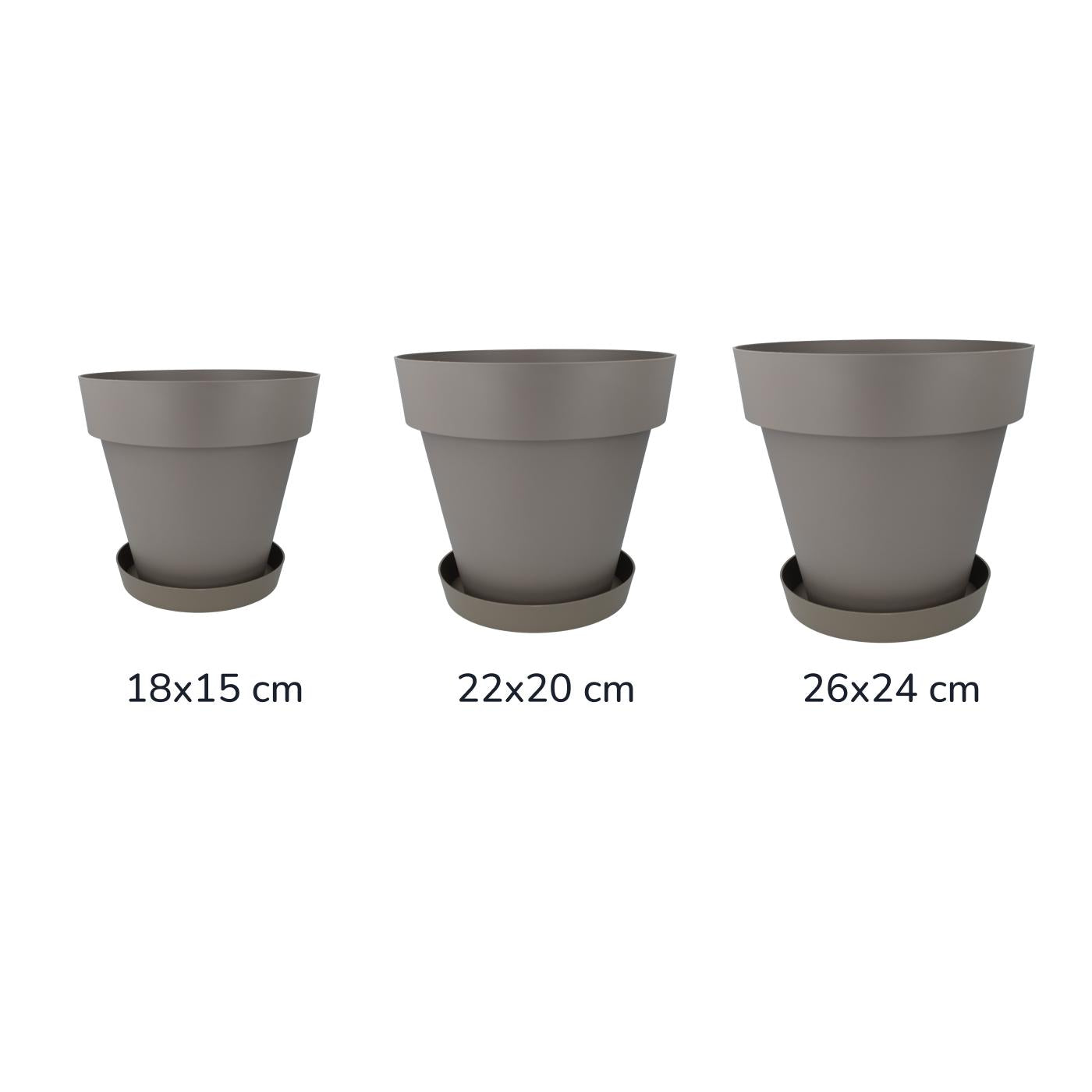 Pack maceta con plato color taupe Tes 22 x 20 cm