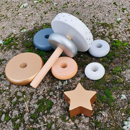 Juego apilable de madera plateado Jabadabado
