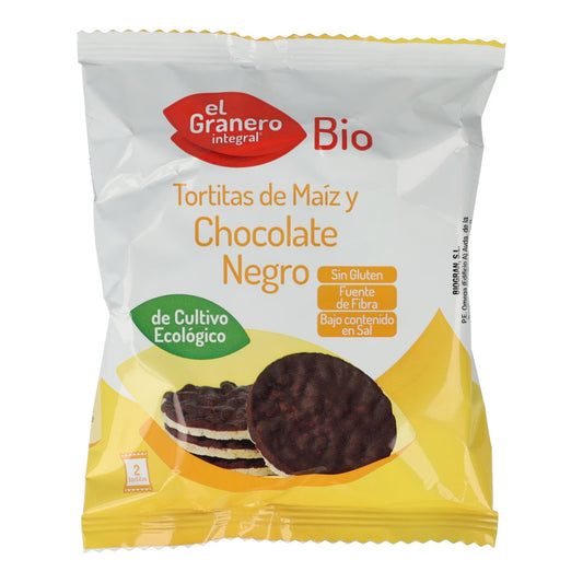 Tortitas de Maíz con Chocolate Negro Bio Sin Gluten El Granero, 33 g