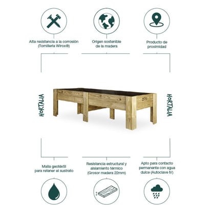 Mesa de cultivo Gardenbrico baja XXL40 Hortalia 270 L