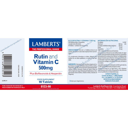 Rutina y Vitamina C 90 tabletas, Lamberts