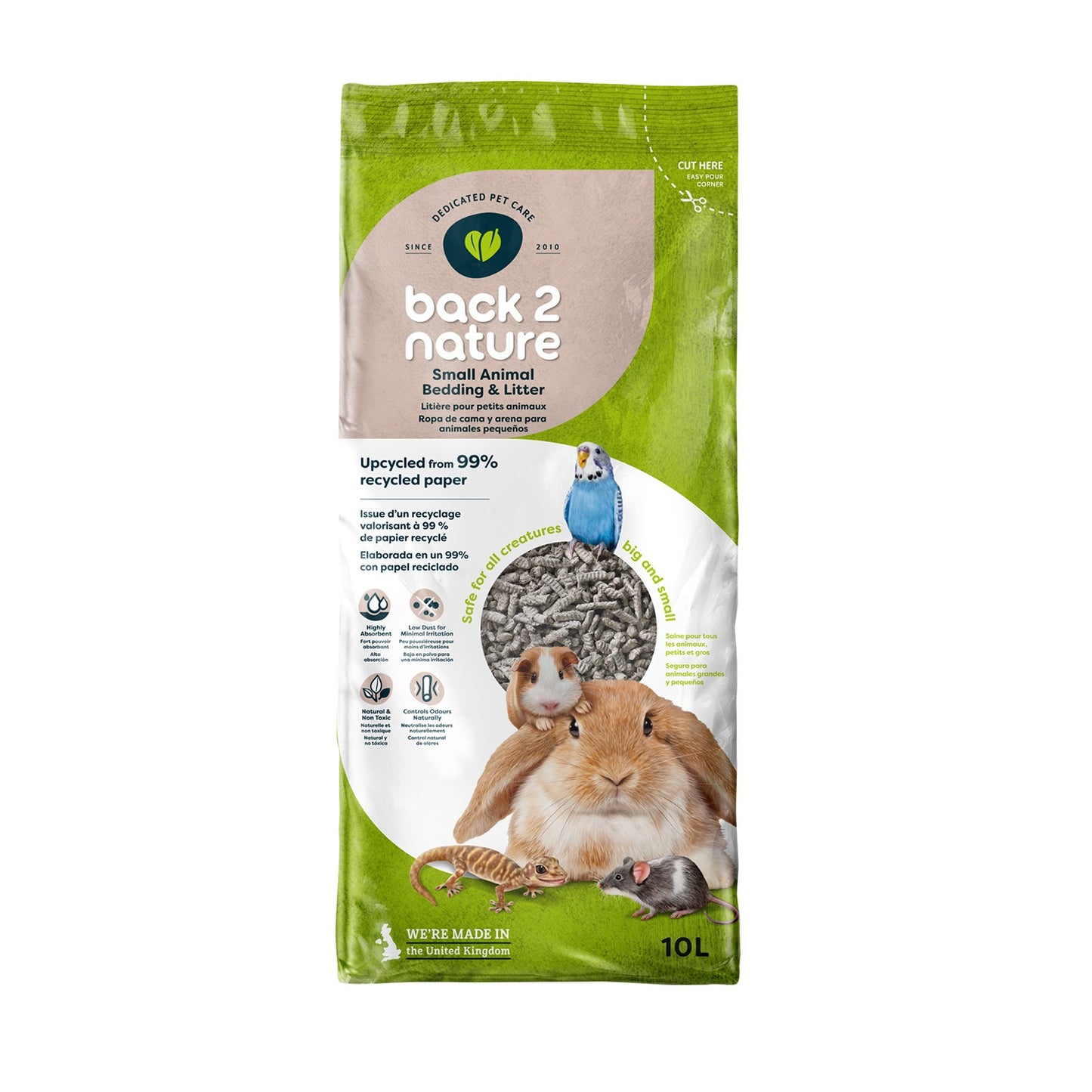 Lecho de papel reciclado Back 2 Nature 10 l Fibrecycle