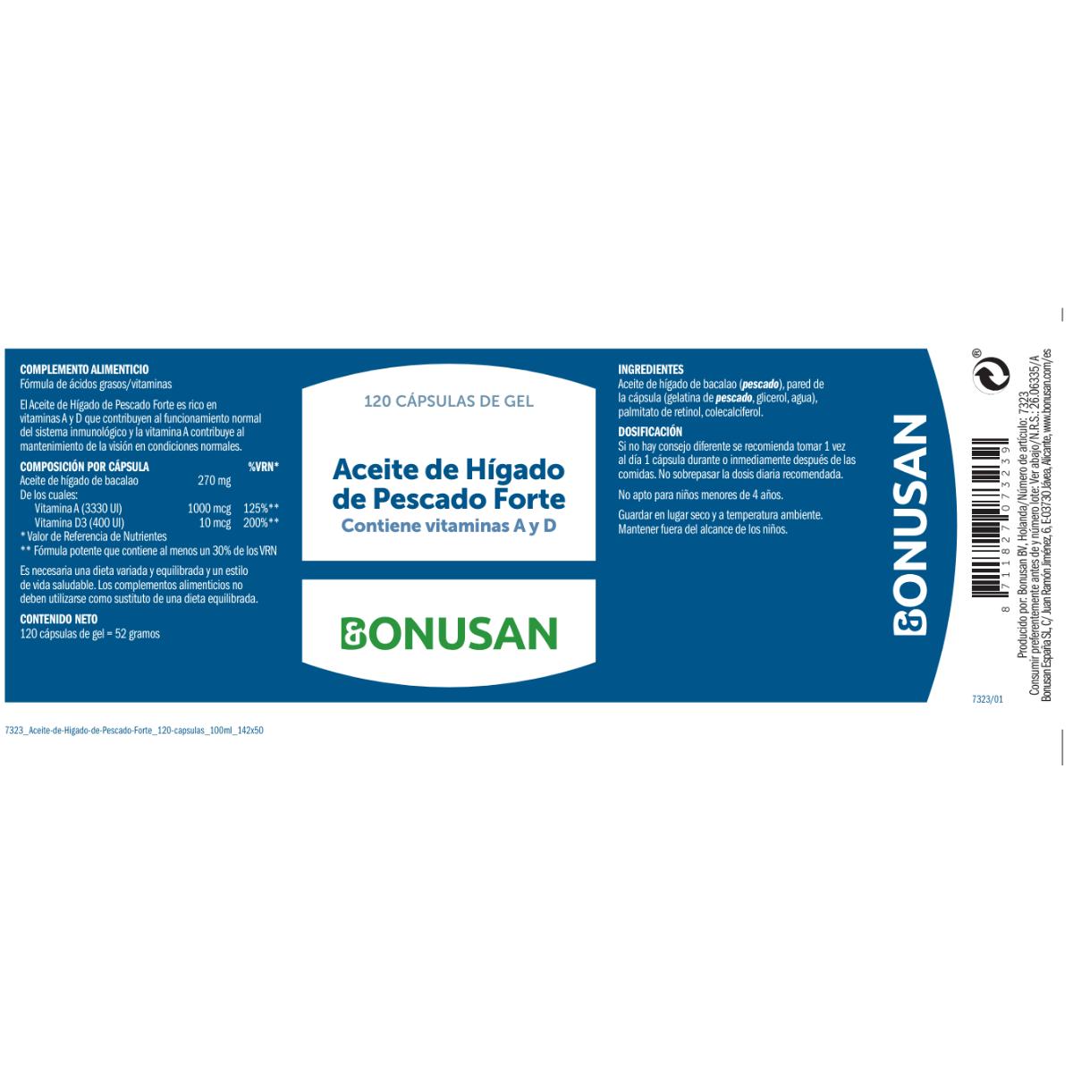 Aceite de Hígado de Pescado Forte Bonusan 120 perlas