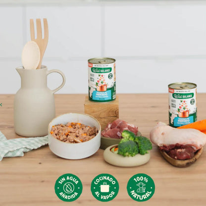 Lata completa Estofado de Mercado con Pavo y Ternera para Perros Wild Balance 400gr