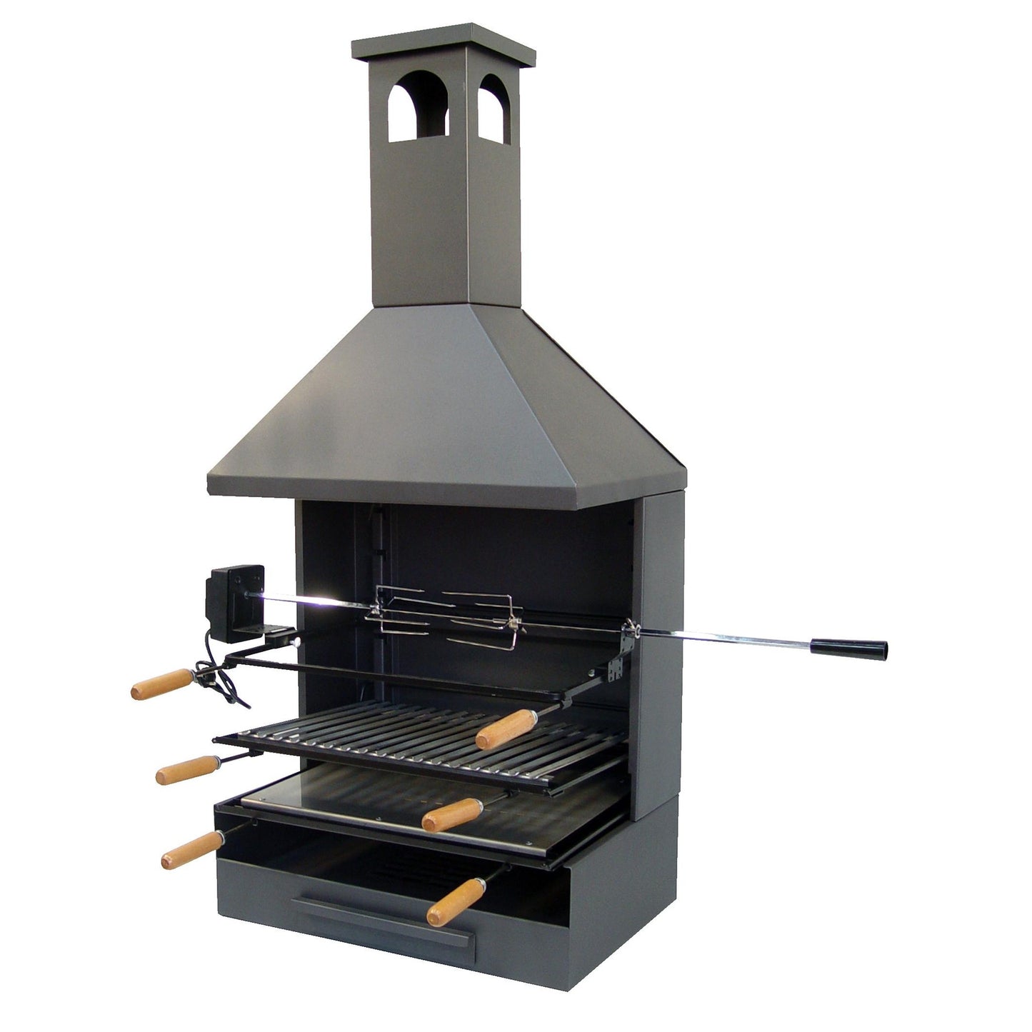 Barbacoa con chimenea, plancha, parrilla y kit pollo Imex el Zorro