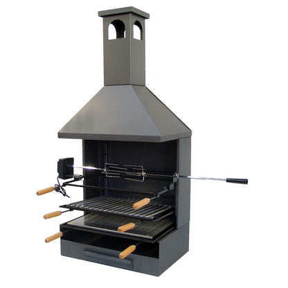 Barbacoa con chimenea, plancha, parrilla y kit pollo Imex el Zorro