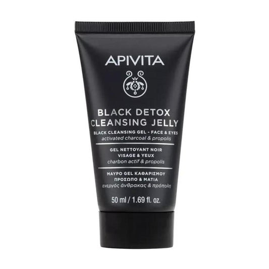 Limpiador detox negro con propóleo y carbón activo formato viaje, APIVITA 50 ml