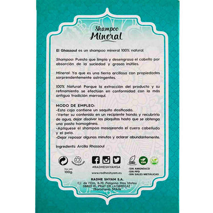 Champú Mineral Ghassoul Rhassoul Rhade Shyam 100 g