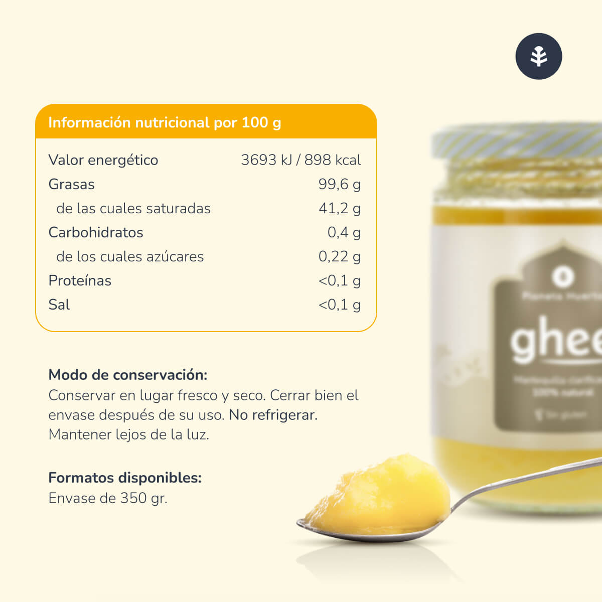 Pack 2x Ghee mantequilla clarificada ECO Planeta Huerto 350 gr