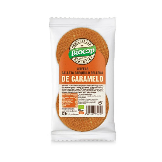 Galletas Wafels rellenas de Caramelo Bio Biocop 175 g