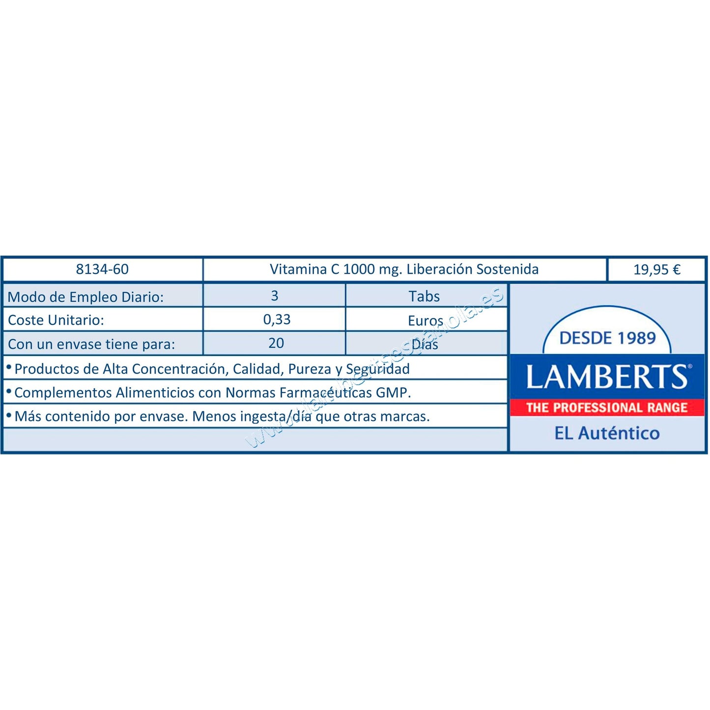 Vitamina C 1000 mg de liberación sostenida con Bioflavonoides y Escaramujo Lamberts, 60 tabletas