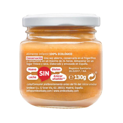 Tarrito de Manzana, Naranja y Zanahoria BIO +6 Meses Smileat, 130g