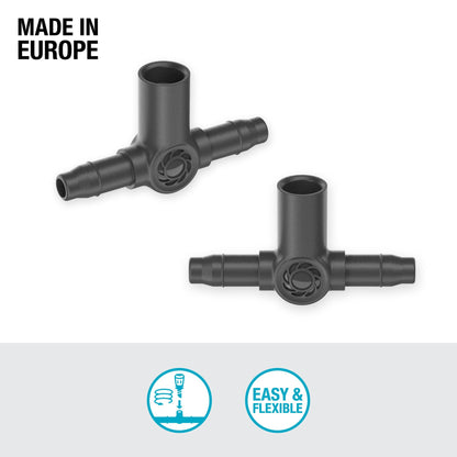 Junta T para boquillas de pulverización / cabezales de goteo de línea final 4.6 mm (3/16 ") x5 Microdripsystem Gardena