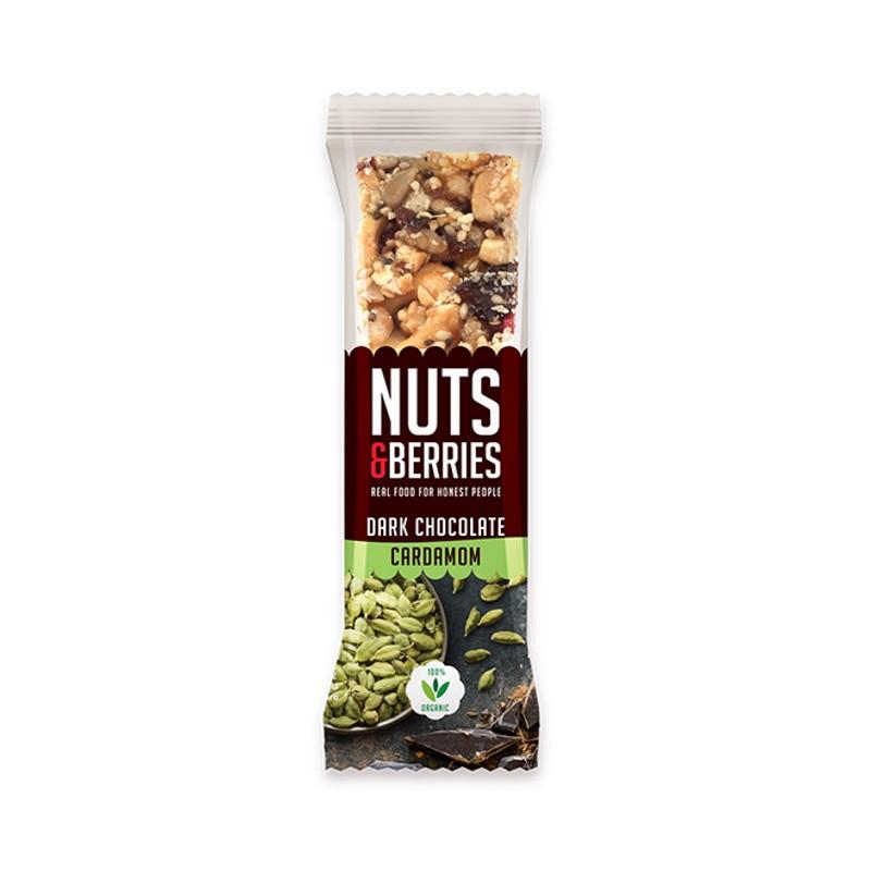Barrita de Chocolate Negro y Cardamomo NUTS&BERRIES 40gr