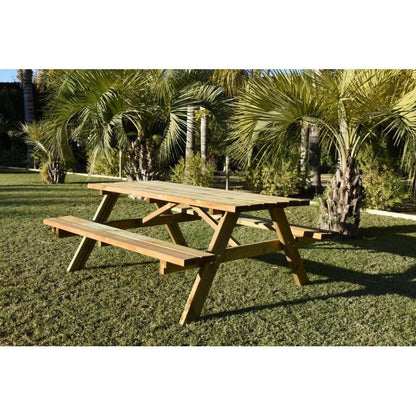Mesa de Picnic madera natural 177x152x71 cm Faura