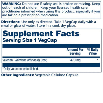 VALERIAN ROOT 470 MG 100 cápsulas Solaray