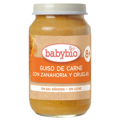 Pack 3 unidades potito de guiso de carne con zanahoria y ciruelas  Babybio 200 g