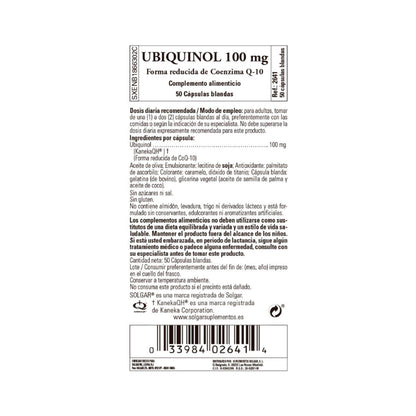 Ubiquinol 100 mg 50 cápsulas blandas Solgar