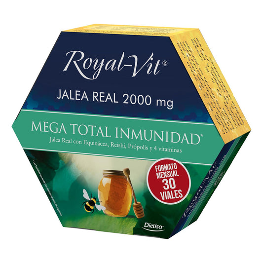 Jalea Real 2000mg Mega Total Inmunidad, con Reishi, Própolis y Equinácea Royal Vit 30 viales