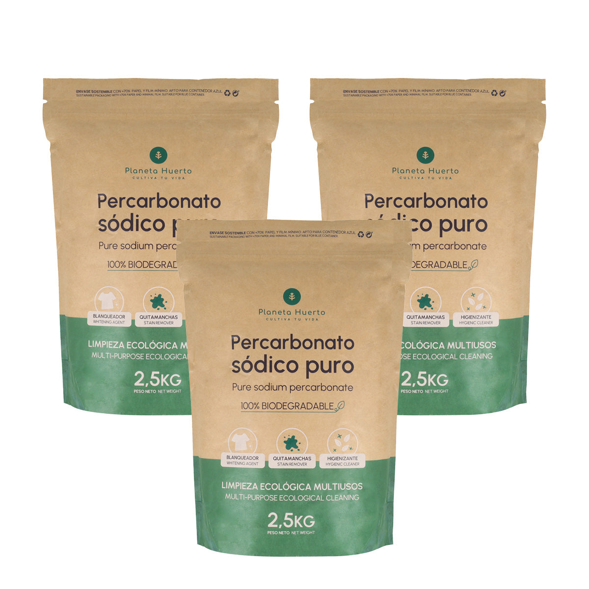 Pack 3xPercarbonato sódico Planeta Huerto 2,5 kg