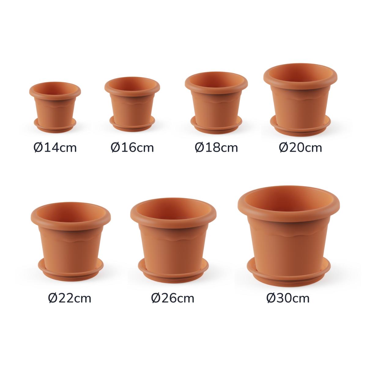 Pack maceta redonda con plato color terracota Terra 30 x 22 cm