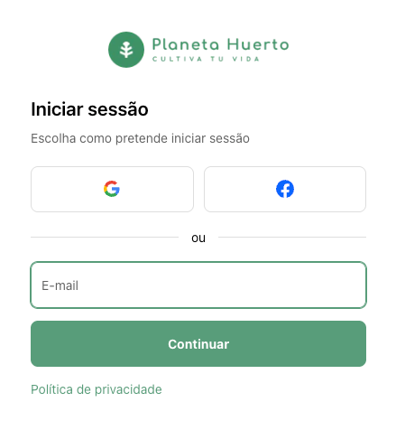 Login page